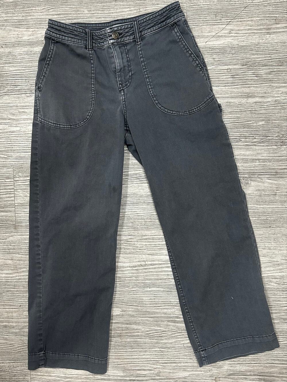 prAna Women Size 2 Gray Canvas Utility Pants Cargo Crop Workwear Gorpcore